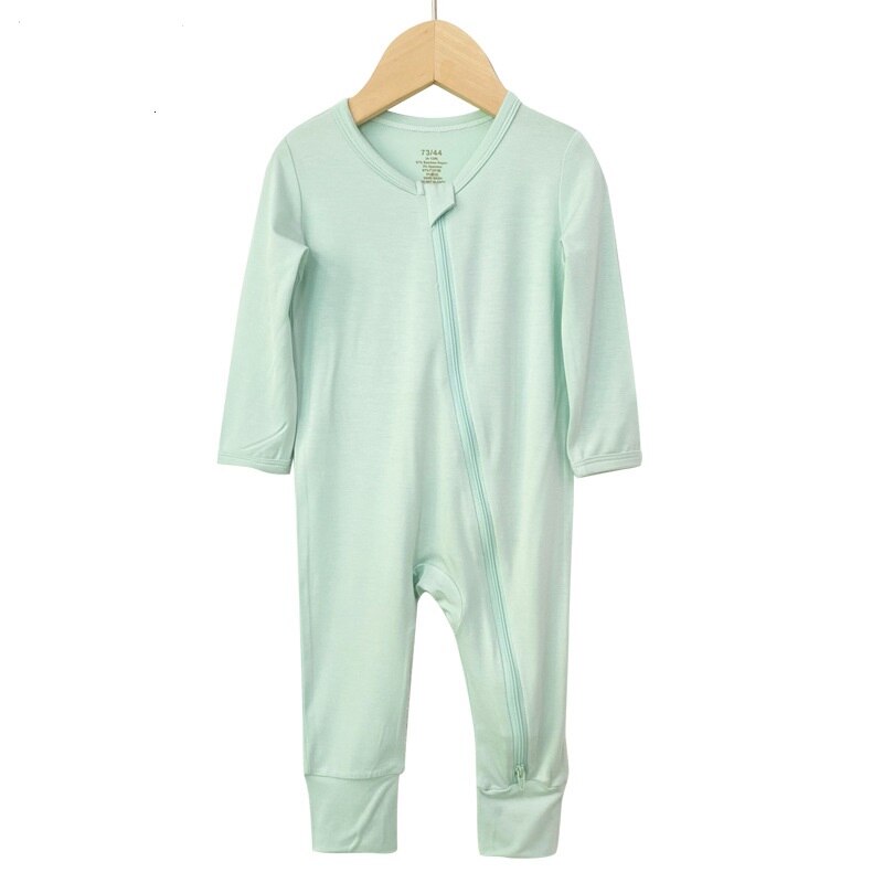 Soft Bamboo Romper: Unisex Long Sleeve Sleeper with Zipper Closure